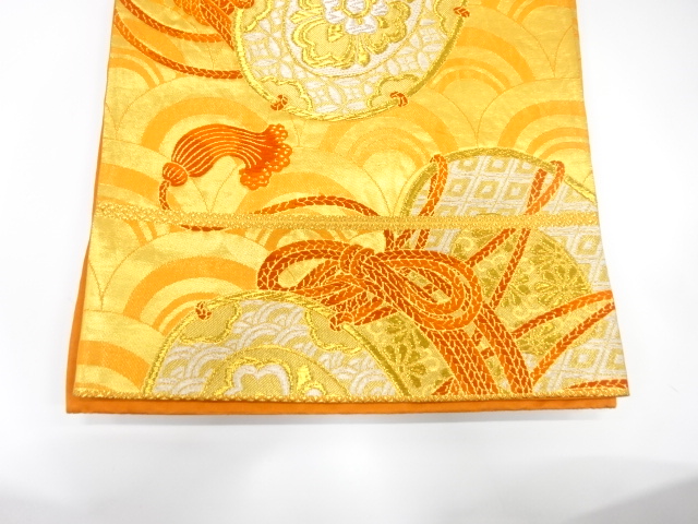  青海波に鼓模様織り出し　袋帯